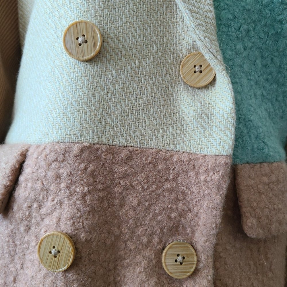 English Factory Turquoise and Tan Full Length Coat - Picture 6 of 16
